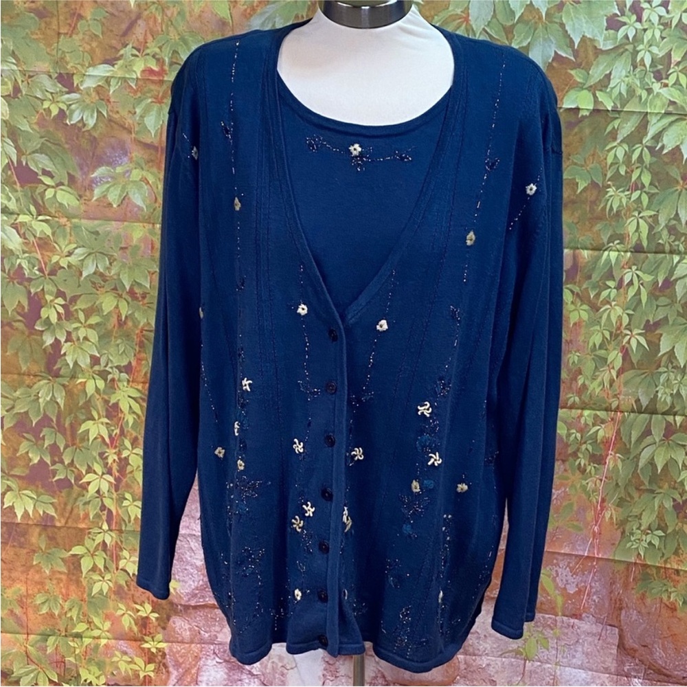 Koret‎ Vintage Plus Size Embroidered Layered Sweater